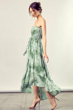 Load image into Gallery viewer, DRAWSTRING WAIST TIE DYE TUBE MAXI DRESS - In Your Space Boutique
