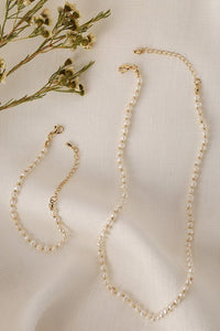 Natural pearl and gold bracelet and necklace set - In Your Space Boutique