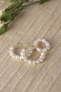 Natural pearl hoop ring and earring set - In Your Space Boutique