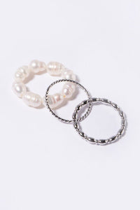 Natural pearl ring set silver - In Your Space Boutique
