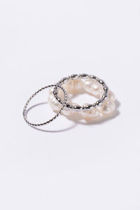 Natural pearl ring set silver - In Your Space Boutique