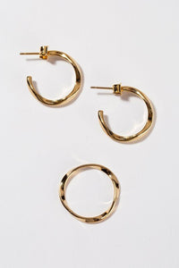 Ripple ring and earring set   gold