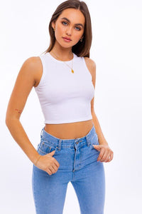 ROUND NECK SLEEVELESS CROP TOP - In Your Space Boutique
