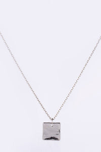 Twist ring and square pendant necklace set  silver